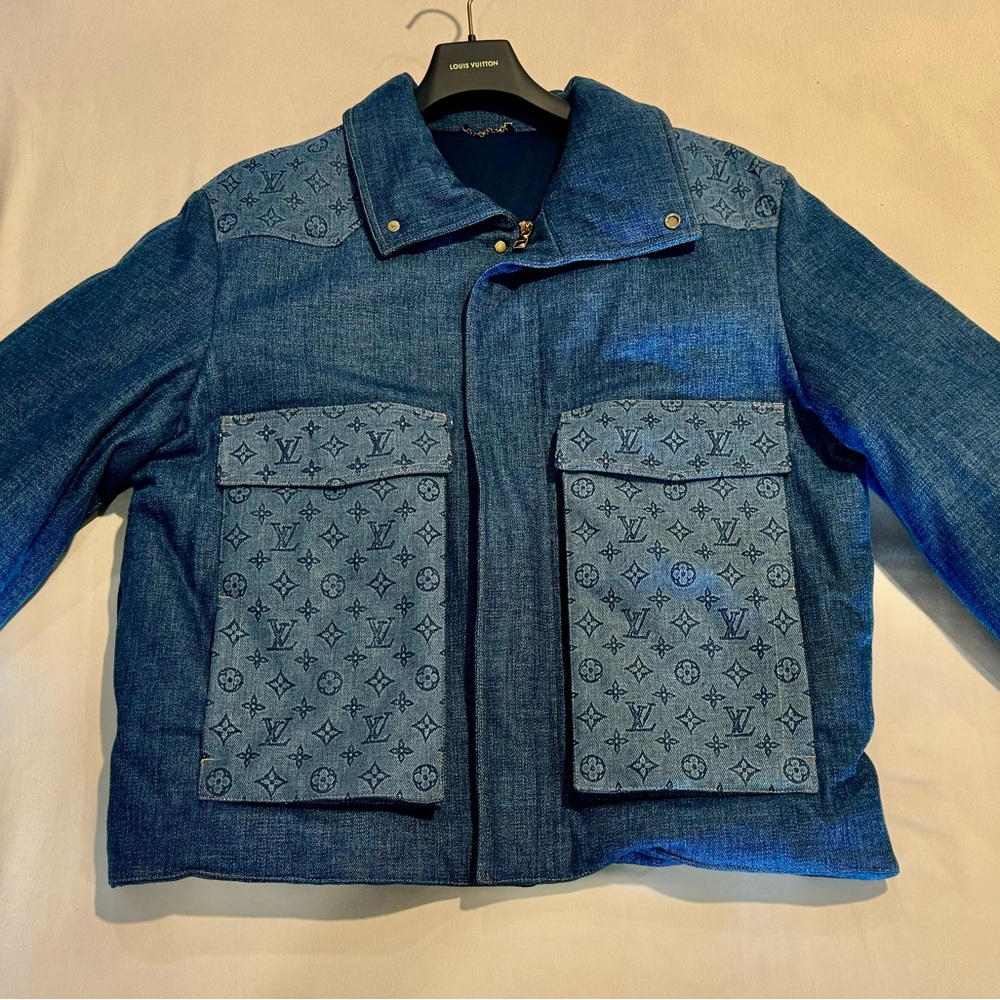 Louis Vuitton denim jacket w/LV embroidery.